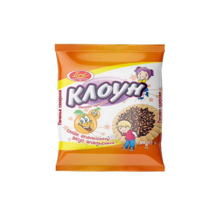 Сладкое печенье "Клоун" со вкусом апельсина 29 гр
