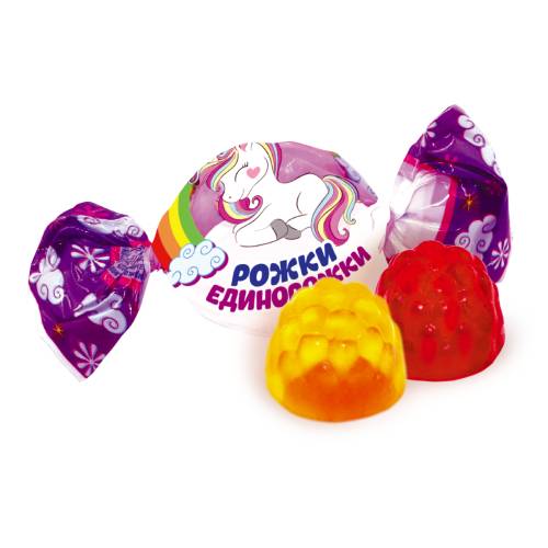 Jelly candies "Rozhki-edinorozhki" with berry and fruit flavors 1 kg