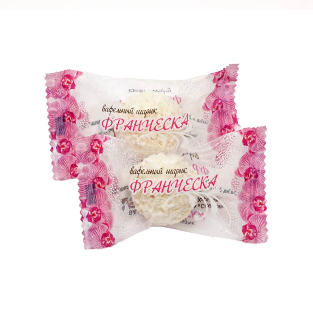 Candies "Wafelniy sharik Francheska" with coconut-cream filling and whole almonds 1 kg