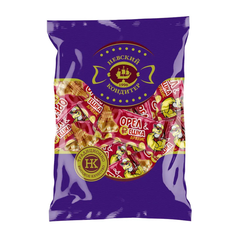 Neglazētas griljāžas konfektes "Орел и Решка" "Невский кондитер" karamele ar zemesriekstiem 500 gr