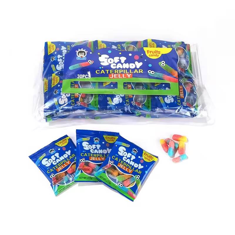 Желейные конфеты в виде червячков с разными вкусами "Caterpillar Gummi" 15 гр