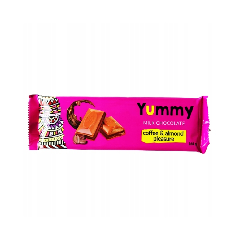 Milk chocolate "Yummy coffe & almond" 260 gr