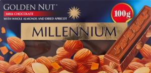 Milk chocolate "Millennium" with almond and apricot pieces 100 gr