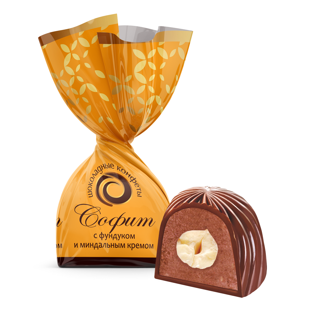 Chocolate candies with hazelnuts and almond cream "Sofit" 1 kg