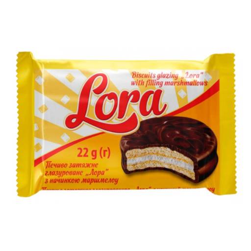 Biscuits glazing ''Lоra'' with marshmallow filling 22 gr