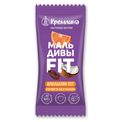 Bezcukura konfektes "Maldives Fit" ar apelsīnu, kokosriekstu un dateļu garšu 3 kg