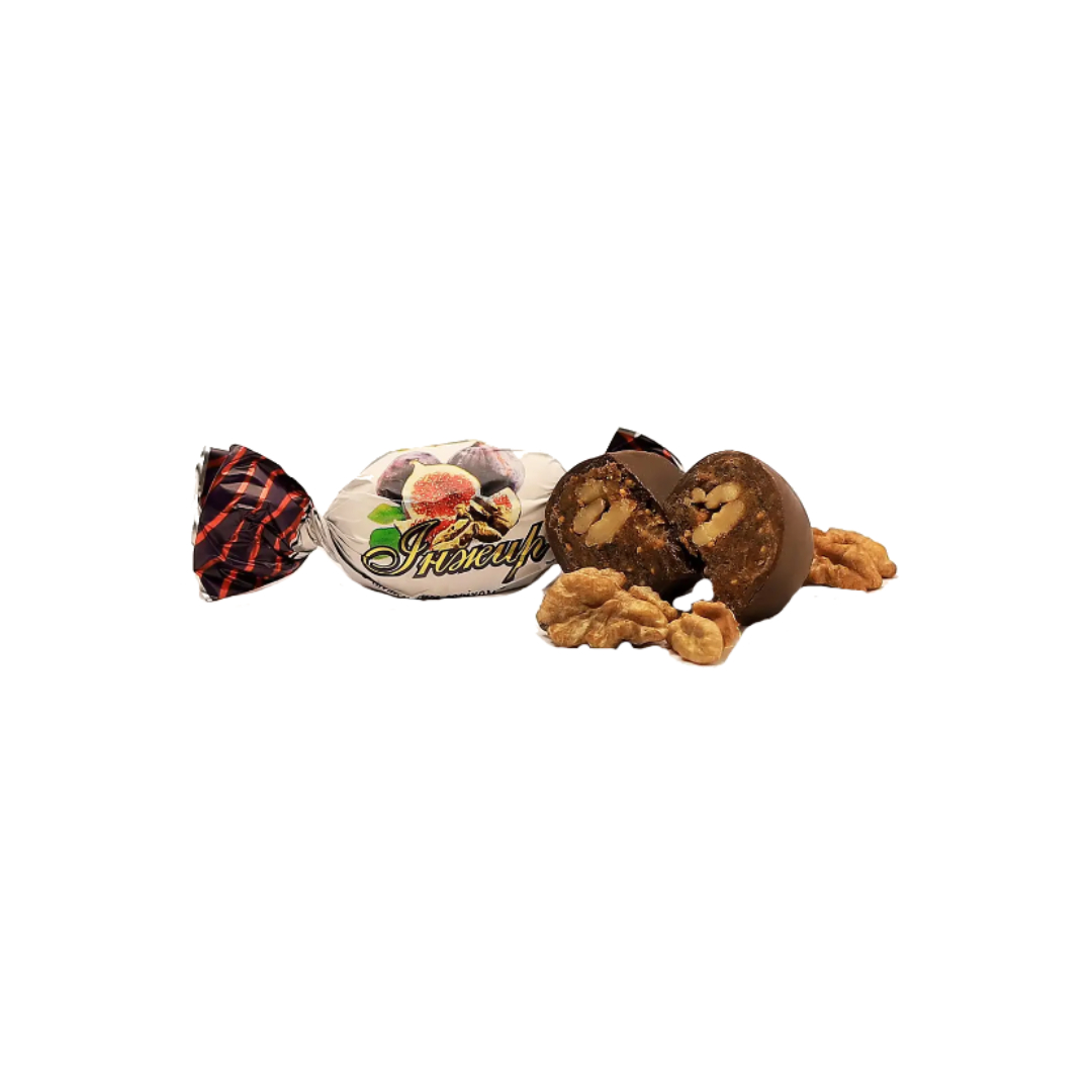 Chocolate candies "Figs with walnuts" in glaze