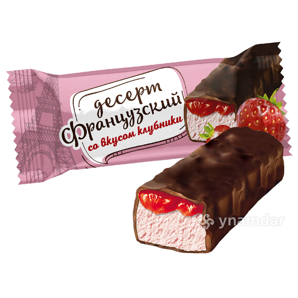 Šokolādes konfektes “Franču deserts” ar zemeņu nugatu un želeju 500 gr