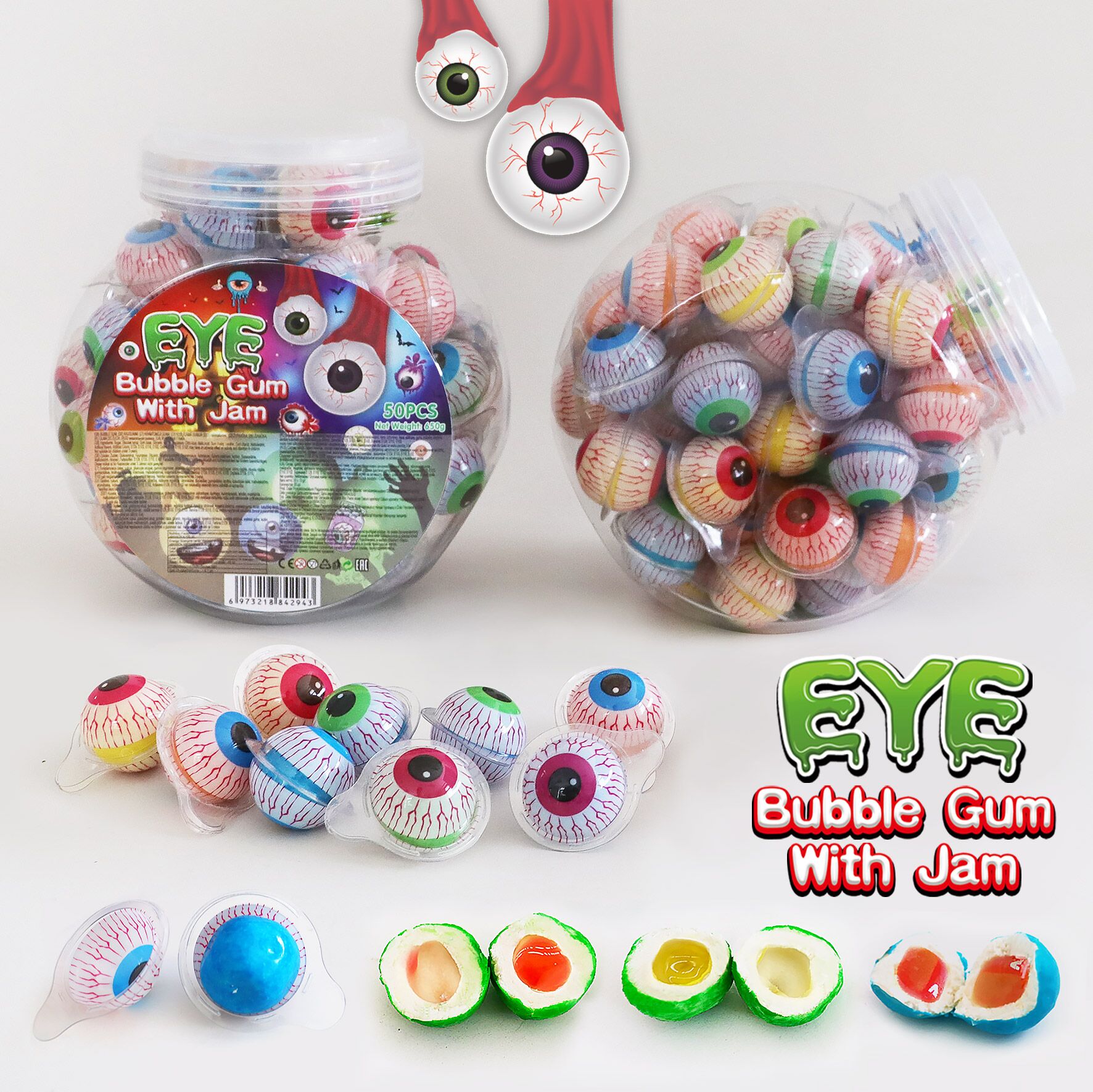 Jelly candies "Eye Bubble Gum With Jam" 13 gr