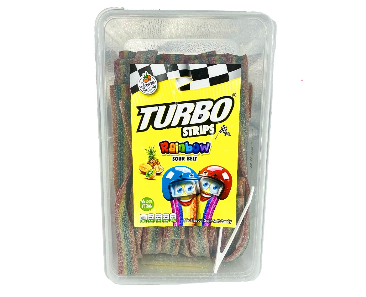 Jelly candies "Turbo Strips Rainbow Sour Belts" 1 kg